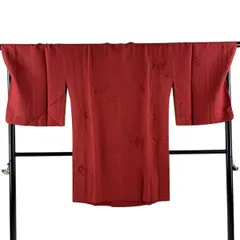 【美品】 道行 身丈96cm 裄丈70cm L 和装コート 角衿 草花 金彩 赤茶 正絹 秀品 【中古】