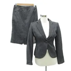 コムサイズム COMME CA ISM スーツ セットアップ 上下 テーラードジャケット シングル ミドル丈 総裏地 タイトスカート ミモレ丈 上M 下L 黒 ブラック オフホワイト /HO11 ■GY58