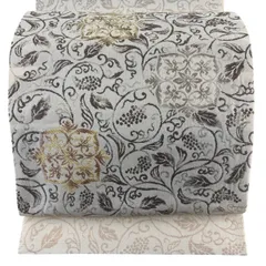 袋帯 秀品 葡萄唐草 華文 茶色 お太鼓柄 正絹 【中古】