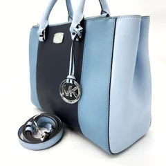 【良品】MICHAEL KORS マイケルコース 2way ショルダーバッグ ハンド バイカラー ブルー 水色 レディース シルバー金具