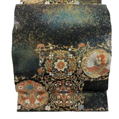 【美品】 袋帯 秀品 鳳凰 華文 金糸 箔 青緑 六通 正絹 【中古】