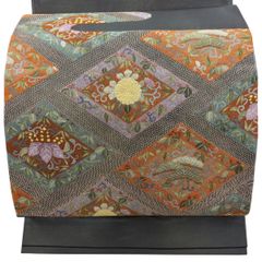 小紋 身丈153.5cm 裄丈64cm M 薄物 絽 蔦 縞 水色 正絹 秀品 【中古