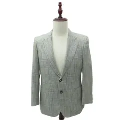 バーバリーズ Burberrys テーラードジャケット ミドル丈 シングルボタン チェック柄 麻 リネン混 グレー /SM45 ■GY61