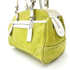 美品 COACH スエードレザーハンドバッグ ミニボストンタイプ 抹茶色 