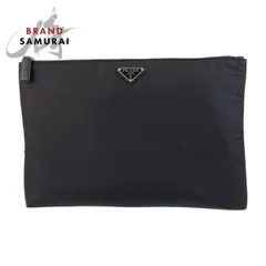 超美品 PRADA プラダ テスート 三角ロゴプレート ブラック 黒 シルバー金具 ナイロン クラッチバッグ セカンドバッグ メンズ 504963【中古】