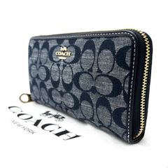 限定品COACH シグネチャー カラーブロック/ブルーメタリック長財布