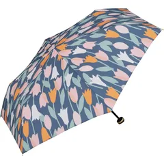 Wpc. 雨傘 折りたたみ傘 ブルーミングチューリップ ミニ グレー 親骨50cm レディース 晴雨兼用 レトロ 花柄 北欧 大人可愛い 収納袋 フック付き おしゃれ 可愛い 女性 3590-113-002 1