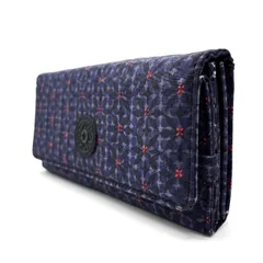 【良品】Kipling キプリング 長財布 ロングウォレット 三つ折り財布 ナイロン 花柄 パープル 紫 ユニセックス 男女兼用 メンズ レディースのサムネイル