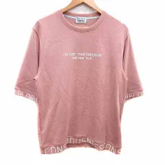 ニコルクラブフォーメン NICOLE CLUB FOR MEN Tシャツ カットソー ダンボールニット ロゴプリント 五分袖 46 M ピンク /YK