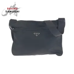 美品 PRADA プラダ テスート 三角ロゴプレート ブラック 黒 シルバー金具 ナイロン ショルダーバッグ ポシェット メンズ 601171【中古】