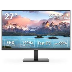 KOORUI モニター 27インチ 144hz FHD IPS ディスプレイ 非光沢 ブルーライト軽減 HDMI VGA Adaptive Sync VESA対応 E2711K