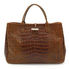 LONGCHAMP ロンシャン ロゾ トートバッグ ハンドバッグ クロコ調 クロコ型押し レザー ブラウン 茶 シルバー金具
