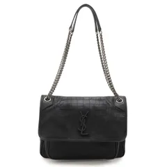 SAINT LAURENT PARIS サン ローラン パリ YSL イブサンローラン ニキ ミディアム チェーンショルダーバッグ ヌバック クロコ型押し ブラック 498913 SAINT LAURENT PARIS】サンローランパリ『ニキ ミディアム チェーン
