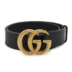 GUCCI グッチ GGマーモント ダブルG ベルト レザー ブラック 黒 ゴールド金具 #75 409416