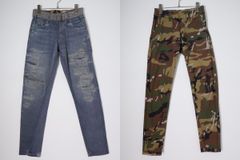 HYSTERIC GLAMOURヒステリックグラマー デニム転写 カモフラ迷彩 リバーシブル ベイカーパンツ【フリー】【LPTA81122】