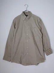 BURBERRY LONDONバーバリー ロンドン 裏チェック使い ホースマーク刺繍 ボタンダウンコットン長袖シャツ【L】【MSHA81131】