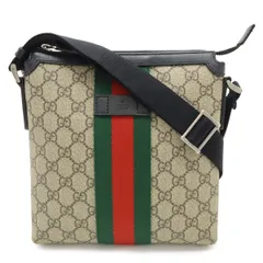 GUCCI グッチ GGスプリーム シェリーライン ウェブ フラット メッセンジャーバッグ ショルダーバッグ 斜め掛け PVC ベージュ ブラック 黒 471454