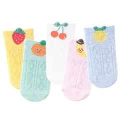 【新品】 [MOMSMENU] ベビー ソックス キッズ 靴下 綿 通気性 柔らかい 春 夏 通園 通学 5足セット 17.0-19.0 cm 1