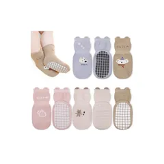 【新品】 [Bigqin] ベビー用ソックス4足組こども用滑り止め靴下ソックス キッズ ベビー 子供 綿 通気性 柔らかい かわいい 男の子 女の子 抗菌 くるぶし，1歳～3歳,春と秋 薄いセット（ベージュ、ブラウン、ブルー、ピンク） 0
