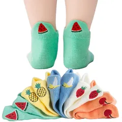 【新品】 [InSomila] [インソミラ] 可愛い キッズ 子供 靴下 女の子 男の子 5足セット ソックス 果物 刺? くるぶし ジュニア 小学生 中学生 通気 メッシュ くつした コットン (JP, 数字サイズ, 18.0 cm, 22.0 cm, 1
