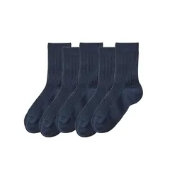 【新品】 [ニッセン] クルーソックス 男の子 女の子 子供 抗菌防臭 しっかり丈夫な無地クルー丈スクールソックス５足組（つま先かかと補強） 紺5足組 16~18cm 1