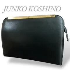 【MY0491】JUNKO KOSHINO ジュンコ・コシノ クラッチバッグ セカンドバッグ フォーマルバッグ ブラック 黒 冠婚葬祭 ゴールド金具
