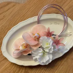 和装　髪飾り　ヘッドパーツ　ヘッドドレス　　胡蝶蘭　ウェディング　成人式　卒業式