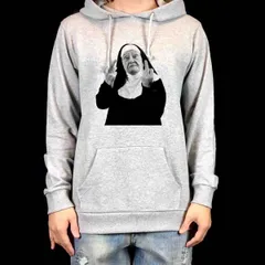 オリジナル パーカー W FUCK YOU 中指 挑発 おばあちゃん キリスト教会 修道院 シスター パーカー S M L XL タイト ジャスト 大きい ビッグ オーバーサイズ メンズ レディース ユニセックス ピンククリーム