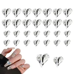 Chisafly ネイルパーツ ハート 大きい 2種類 30個セット ネイルパーツ ストーン ハート ネイルストーン ハート クリスタル キラキラ 8mm 11mm （クリア）