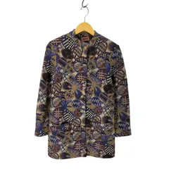 ミッソーニ MISSONI イタリア製 ウール混 幾何学 ノーカラージャケット レディース 表記無 のサムネイル