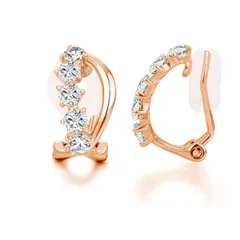 Immobird 痛くない イヤリング レディース 人気 ピンクゴールド AAAAA ジルコニア 「優しい葉」 金属アレルギー対応 イヤリング 葉の形 ノンホールピアス バレンタイン ギフト ホワイトデー お返し 入学式 卒業式