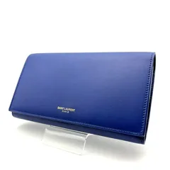 【 美品 】SAINT LAURENT PARIS サンローラン パリ　フラップ長財布　レザー　ブルーのサムネイル