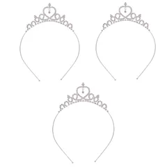 ティアラ 子供 3個入り 王冠 カチューシャ ラインストーン ハート型 ヘアアクセサリー 髪飾り クラウン ヘッドドレス 女の子 女性 誕生日 パーティー 撮影 花嫁 結婚式 シルバー (シルバー 3Pcs)