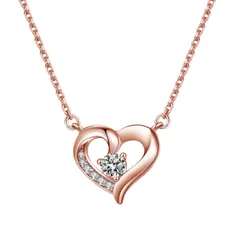 [FH.bird] ピンクゴールド ネックレス レディース 人気 シンプル 「温かい心」シルバー925 金属アレルギー対応 ジルコニア ハート ネックレス ペンダント バレンタイン ギフト ホワイトデー お返し 入学式 卒業式 記念日 誕生日 プレゼント 入学