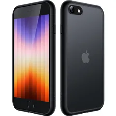 JETech マットケース iPhone SE 3/2 (2022/2020), iPhone 8/7, 4.7インチ 耐衝撃性ミリタリーグレードの落下防止 つや消しの半透明の背面電話カバー 指紋防止 (ブラック)