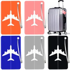 ネームタグ 荷物タグ バッグ用ネームタグ 5個セット カード 名前入れ ラゲージタグ トラベルネームタグ 金属IDタグ スーツケースタグ 軽量 紛失防止 出張用タグ 手荷物識別子 飛行機パターン （銀色/黒/青/オレンジ色/ピンク）