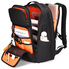 [FENRUIEN] リュック メンズ ビジネスリュック リュックサック 大容量 PCラップトップバック 防水 17インチ ビジネスバッグ マチ拡張 USB充電ポート 黒 型崩れ防止 通学 通勤 出張