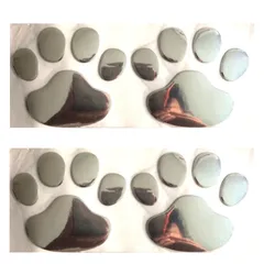 BORDER. ステッカー 肉球 猫 犬 足跡 車 バイク カーステッカー 4枚セット エンブレム 3D シール ドレスアップ 【製品保証30日】 (銀4枚)