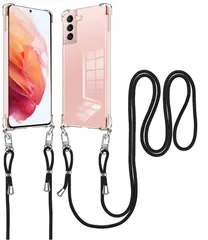 Galaxy S21 ケース ショルダー クリア Galaxy S21 SC-51B スマホケース SCG09 カバー ストラップ付き 肩掛け 斜めかけ 縄掛けケース TPU 薄型 軽量 取り外し可能 落下防止 柔軟 【透明】
