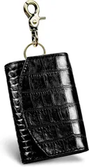 レディース キーホルダー 財布 (ブラック/クロコ型押し) スマートキー お札入れ カードケース 小銭入れ 本革 メンズ キーケース