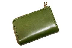 新品 [TOCHIGI LEATHER(とちぎ革)] キーケース スマートキー 栃木レザー L型 ラウンドジップ 天然皮革仕様 牛革 日本製 (グリーン)