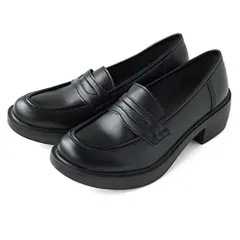 新品 [やさしい靴工房 Belle & Sofa] ローファー レディース コインローファー ヒール 5cm 厚底 歩きやすい 痛くない 日本製 (ブラック 24.5cm)