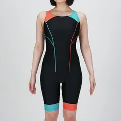 新品 [ミズノ] スイム フィットネス水着 StrokeONEオールインワン レディース ブラック×オレンジ×ターコイズ L