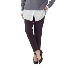 新品 [コムサイズム] [コムサモデルズ] 【美しいベーシックパンツ】裏起毛 カルゼ テーパードパンツ 38-52PM57-205 ダークブラウン L