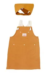 新品 [オーシャン&グラウンド] エプロン 三角巾 セット 子供 キッズ 女の子 男の子 1918003 : キャメル L