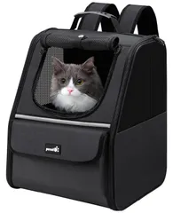 ペキュート Pecute 猫 きゃりーバッグ ペット キャリーバッグ 猫 犬用 リュック 通気性 ペットハウス 折り畳み お出かけ ドライブ 旅行 通院 防災 避難用 キャリー ブラック