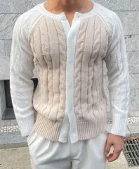 ケーブルニットカーディガン 白/ベージュ