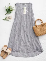 conges payes ADIEU TRISTESSE リネンワンピース 麻100% ロングワンピース ストライプ レディース