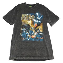 新品未使用　KISS キッス バンドTシャツ ロックT グラフィックTシャツ メンズL ROCKY ROAD 100%コットン ウォッシュ加工 チャコールグレー【Tシャツ】/ IA208