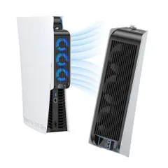 旧型PS5アクセサリ用の冷却ファン LEDライト付き 冷却ファン 旧型PS5コンソール用放熱 3.0 USBポート付 外付けクーラー ディスク版 デジタル版の両方に対応 ゲーム機用 ホワイトとブラック 【PS5 Slim/PS5 Pro非対応 2198c25e